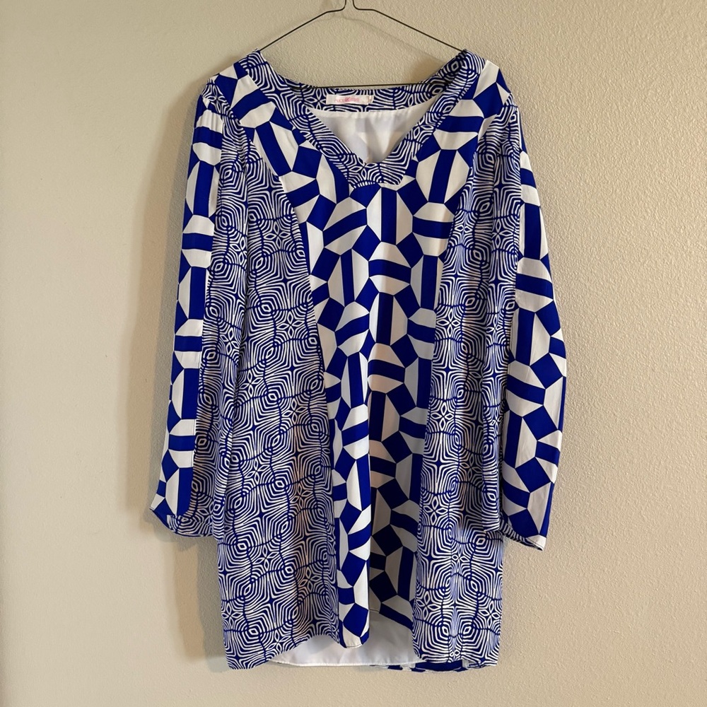 Alice & Trixie Blue and White Patterned Shirt Dress